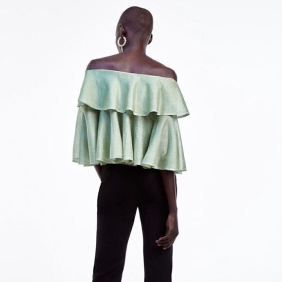 ZARA OFF THE SHOULDER TOP WITH METALLIC THREAD - Picture 5 of 5